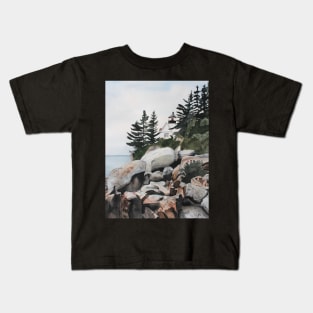 Maine Watercolor Painting Kids T-Shirt